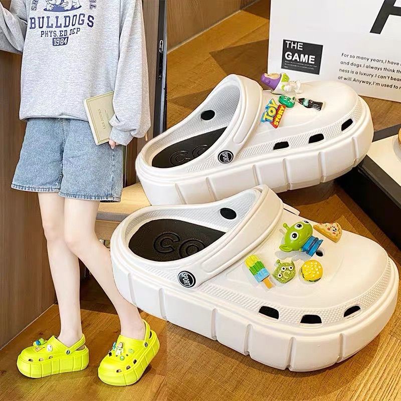 Dép độn đế Cross nữ đế 4-5cm siêu nhẹ kèm Sticker dễ thương - dép bánh mì nữ hot trend 2022 (T0Y)