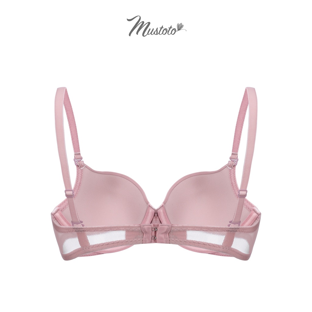 Combo 2 Áo Lót Nữ Mút Mỏng Nâng Ngực Trơn Phối Lưới Bra Cao Cấp Hồng Da Đậm (Mustoto MA43)