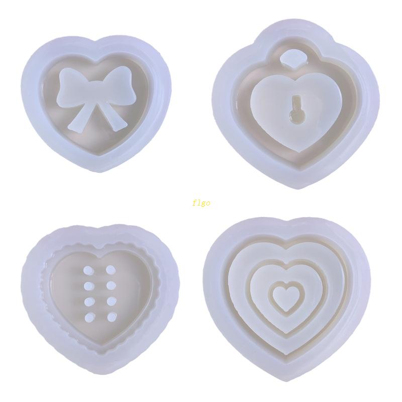 Khuôn Silicone Làm Móc Khóa Hình Trái Tim Lấp Lánh DIY