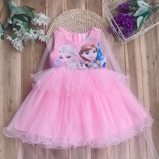 Váy elsa 2 tầng choàng