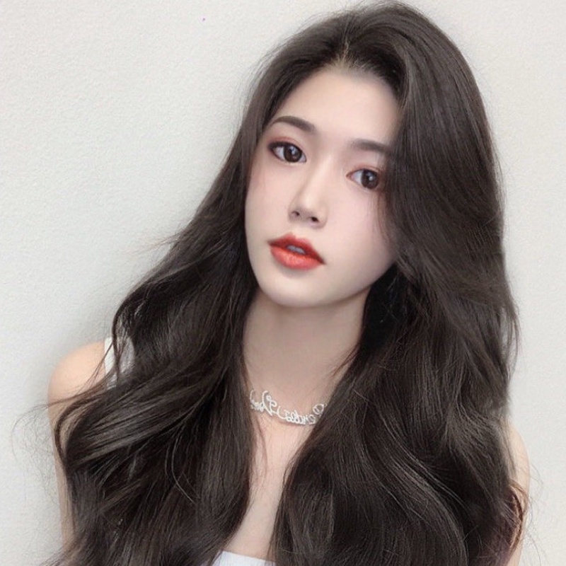 Bộ Tóc Giả Dài Uốn Xoăn Đuôi Ngựa Màu Nâu/Đen Thời Trang