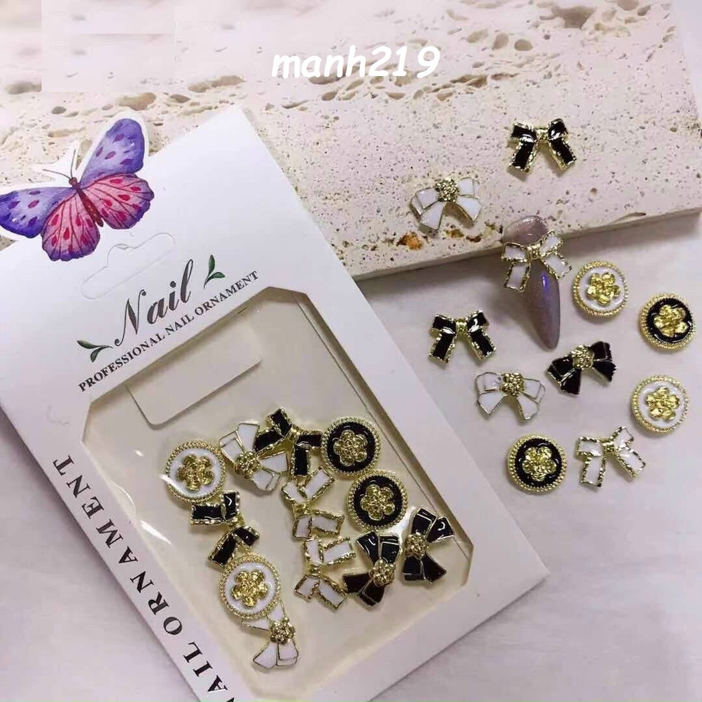 Set charm nơ 10 cái Cao Cấp đính móng trang trí Phụ Kiện nail - manh219