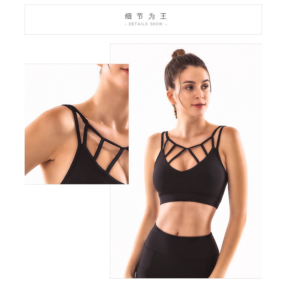 European and American double shoulder strap sports bra personalized zipper fitness underwear gym quick-drying breathable shockproof yoga bra