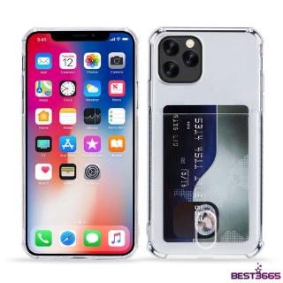 Ốp điện thoại chống sốc màu trong suốt kèm ngăn đựng thẻ cho iPhone 11 Pro Max XS XR 7 8 6S