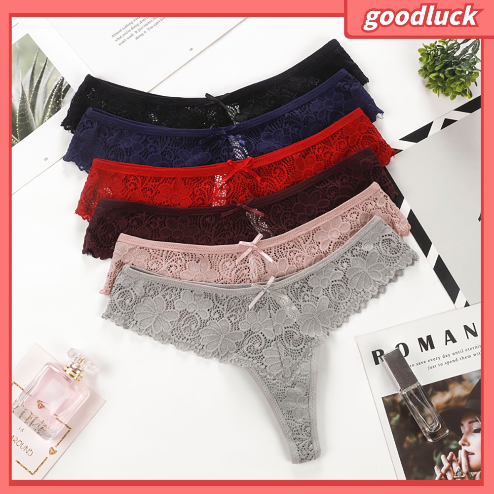 Quần Lót Nữ G-String Vải Ren Co Dãn Màu Trơn Gợi Cảm