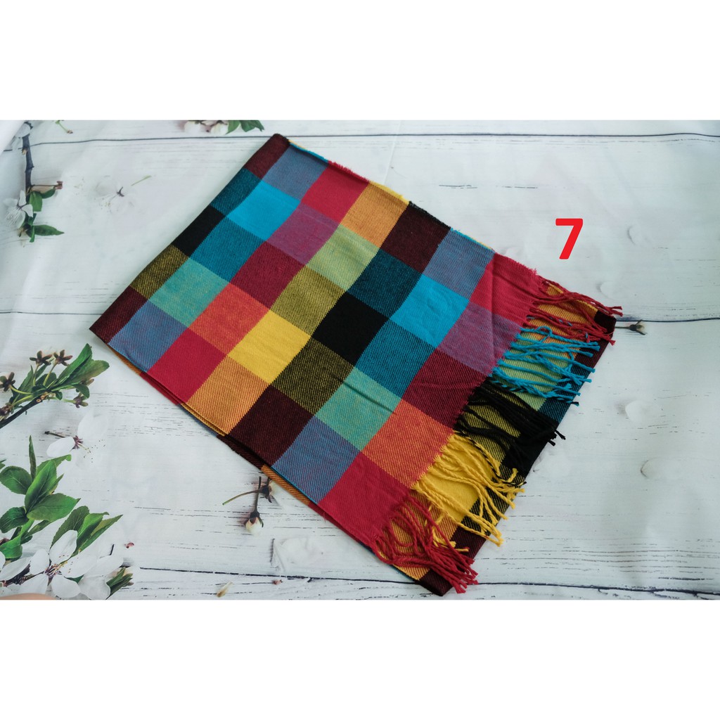 Khăn quàng cổ cashmere kẻ sọc thu đông