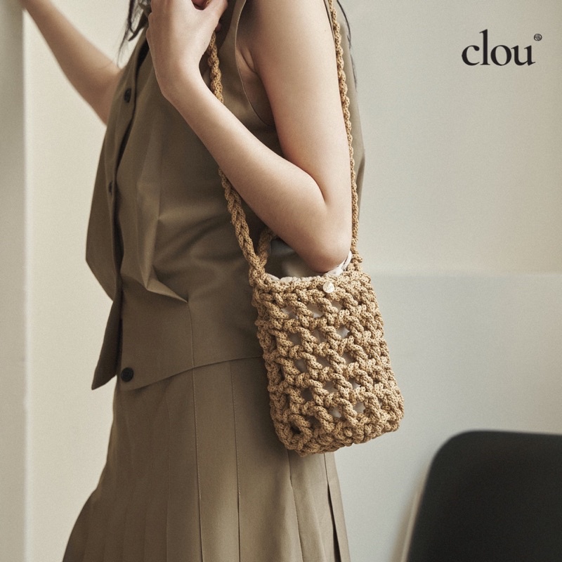 Túi xách nữ đan móc Clou - JOJO BAG - Màu Nâu