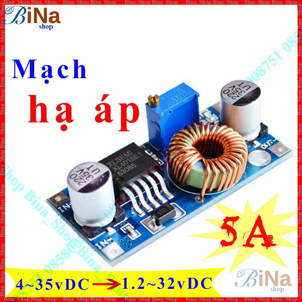 Mạch hạ áp DC 5A XL4005 XL4015, hạ áp 4-35v xuống 1.2-32v