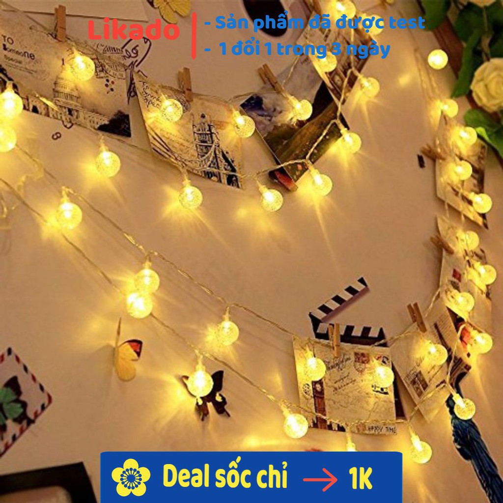 Dây đèn led trang trí💥Free ship💥 BI BỌT pha lê 3m 20 bóng sáng ấm decor phòng ngủ, phòng khách, lễ 8/3