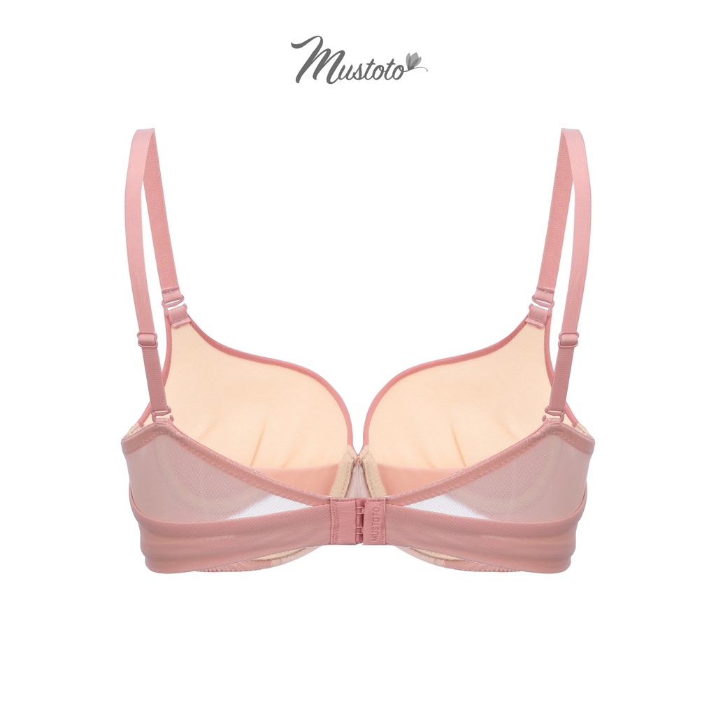 Áo Lót Nữ Trơn Phối Lưới Mút Dày 3cm Không Gọng Thoải Mái Bra Daylity Hồng Cam (Mustoto MA42)