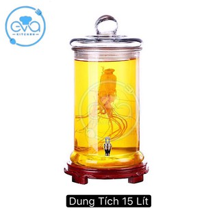 Bình Ngâm Thủy Tinh 15 Lít Có Van Dáng Trụ Thân Trơn – TT15LV