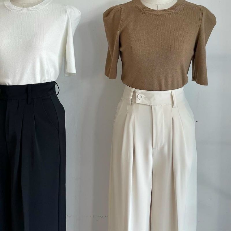 Quần vải ống suông khuy lệch hàng QCL1