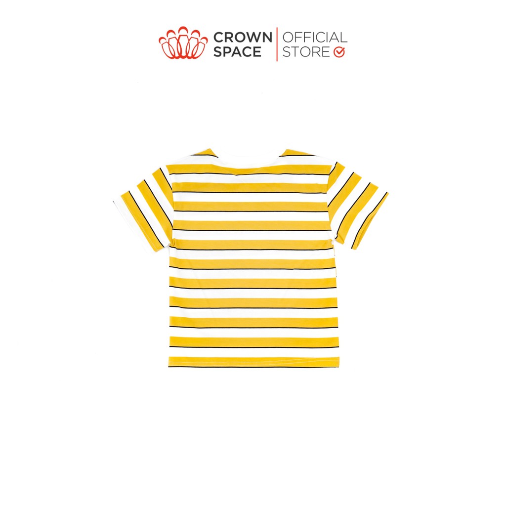 Áo Phông Kẻ Vàng Bé Trai Crown Space Fashion CKBS2110710.Y TShirt Vải Cotton Thoáng Mát Từ Size 5-10