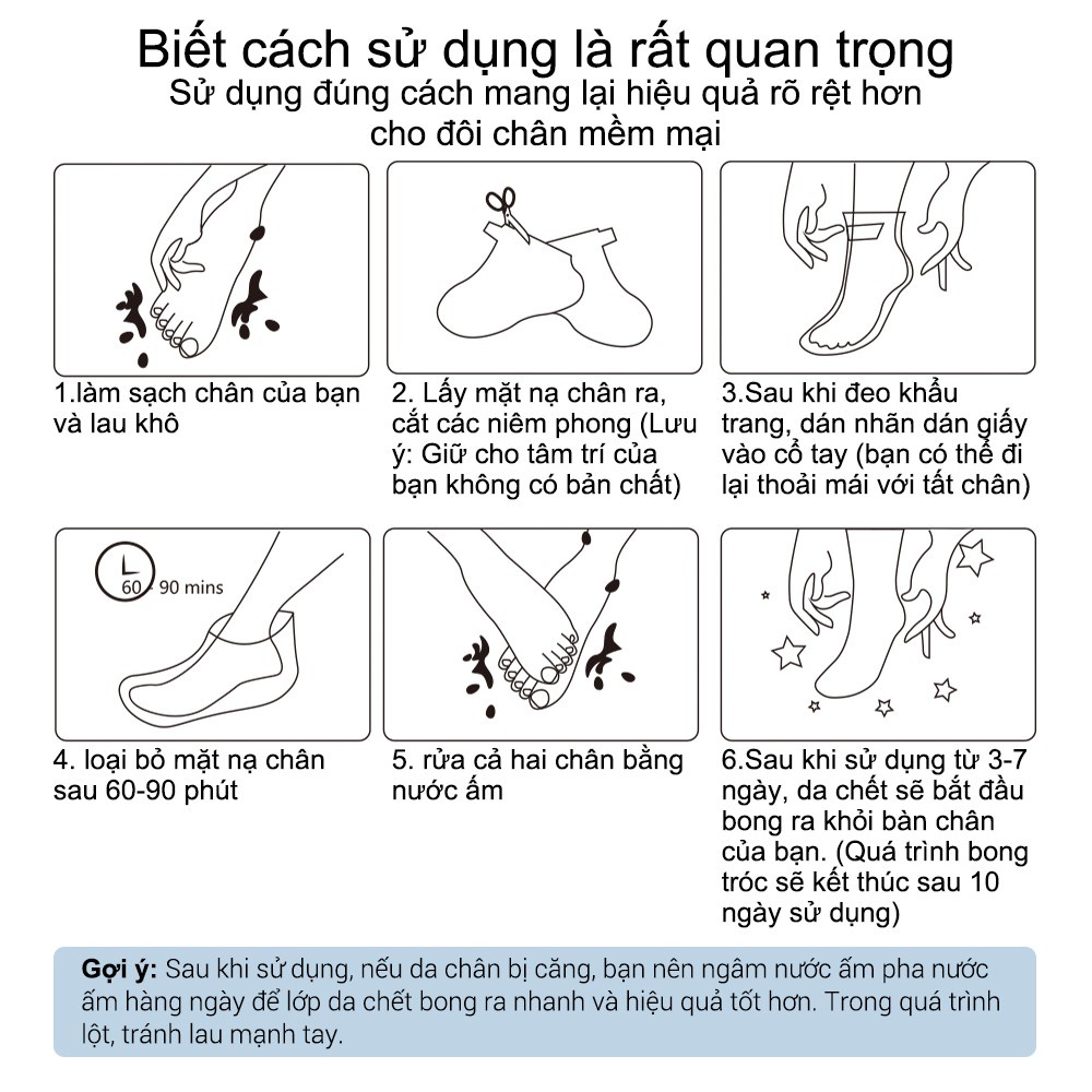 Cặp mặt nạ chân lột da chết lột da da nứt nẻ khô ráp BISUTANG hiệu quả trong 2-7 ngày MOCCO Nội địa trung