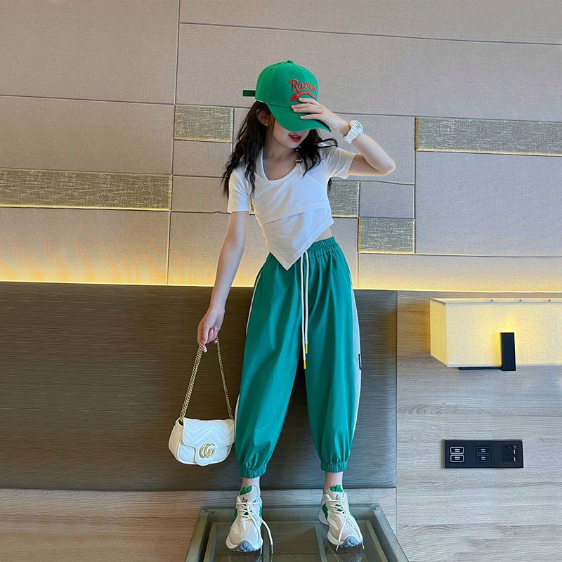 quần áo trẻ em gái quần áo trẻ em Bộ Đồ Thể Thao Phong Cách Phương Tây Thời Trang Mùa Hè 2022 Mới Cho Bé Gái