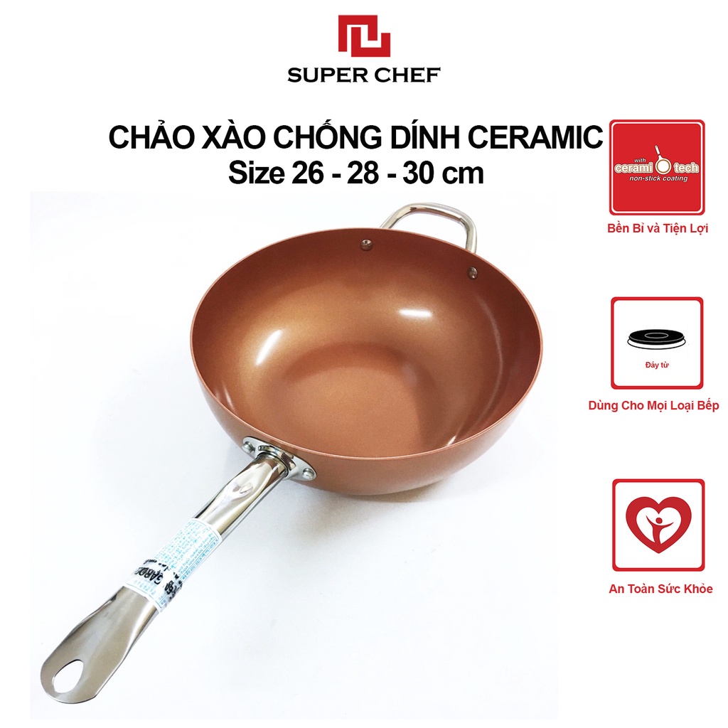 [Mã BMBAU50 giảm 7% đơn 99K] Chảo Xào Chống Dính Bếp Từ Super Chef Siêu Bền