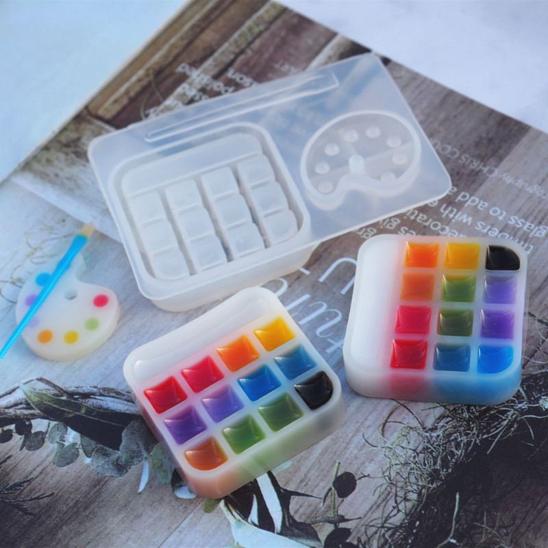 Khuôn làm móc khóa đựng màu vẽ bằng nhựa resin