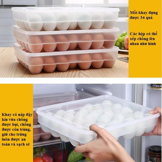 Khay đựng trứng 34 quả trong tủ lạnh có nắp shopxuka247