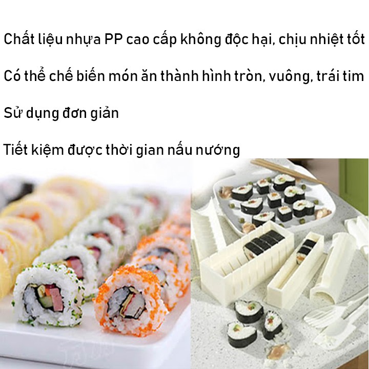 Đồ Làm Sushi Kimbap Cơm Cuộn 10 Món Tiện LợI (4 Khuôn) TR1120