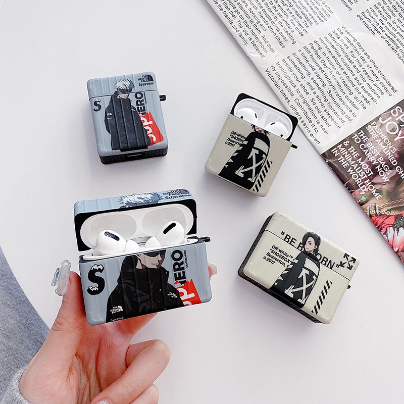 Vỏ Bảo Vệ Hộp Sạc Tai Nghe AirPods 1 2 3 Pro Hình Jujutsu Kaisen gojo Có Móc Treo Tiện Dụng