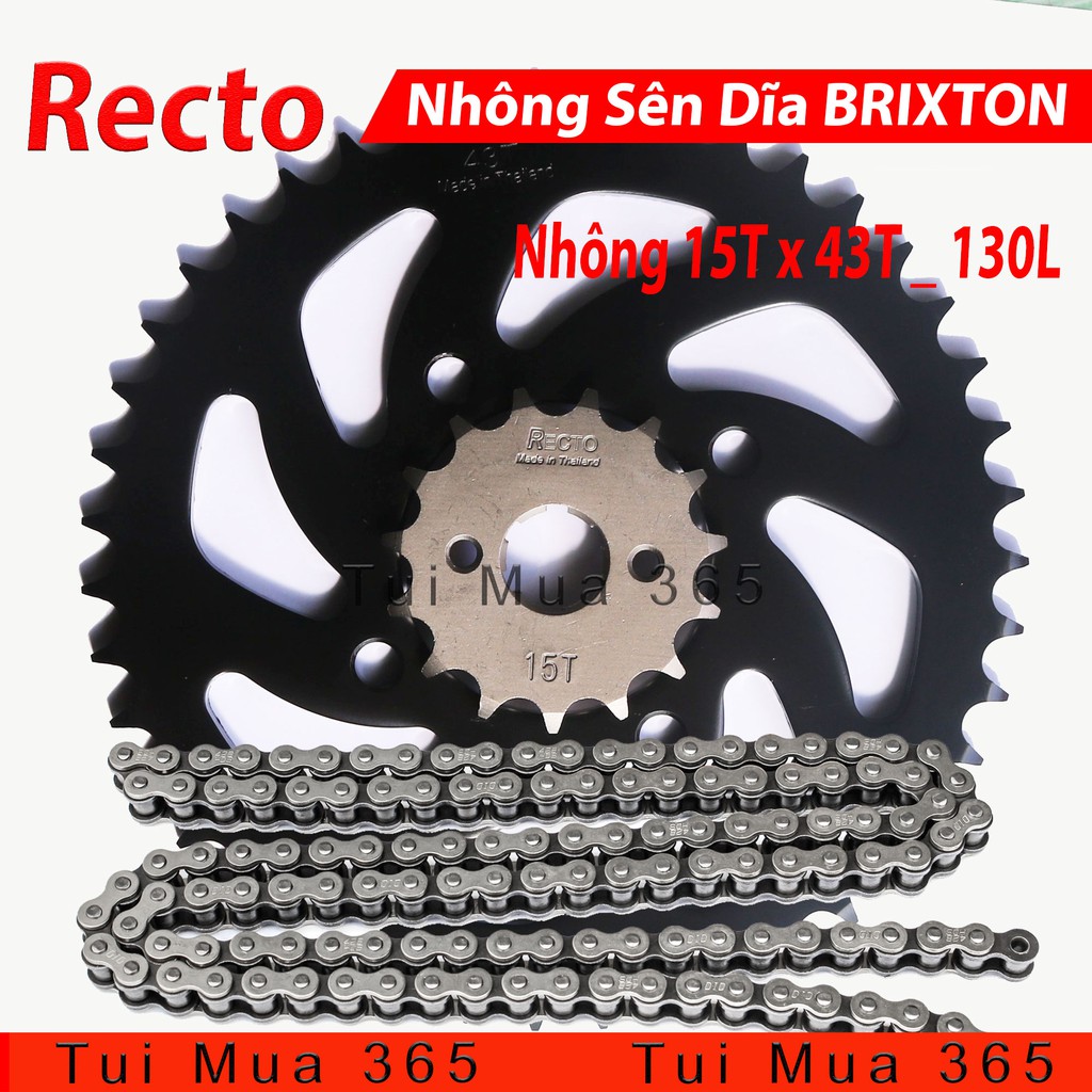 Nhông Sên Dĩa Recto Brixton 125, 150cc, Winner Sên Đen 130L 10ly DID HDS Thái Lan 15T x 43T