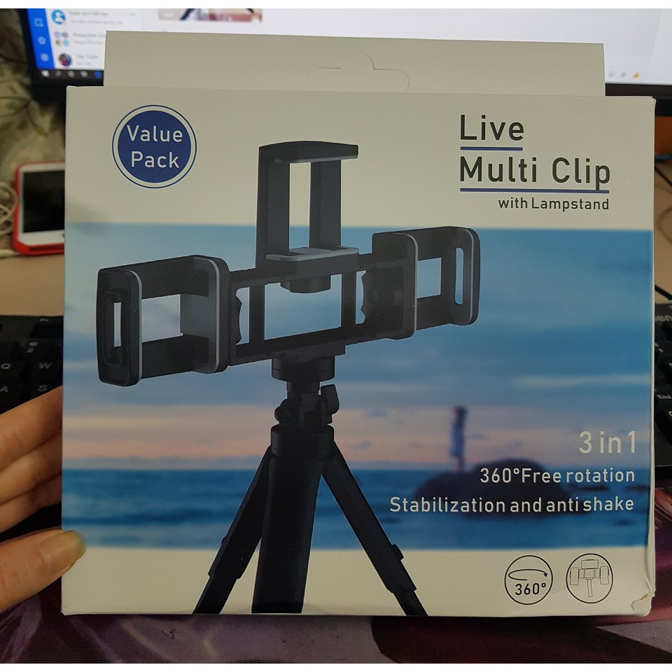 BỘ CHÂN ĐỠ LIVESTREAM + TRIPOD | Quay Video Cùng Lúc 3 Điện Thoại - Đế Giữ Siêu Chắn Chắn | Cam Kết Giống Mô Tả - 25001