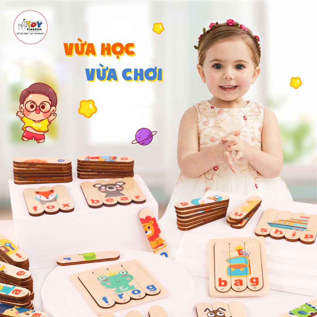 Đồ Chơi Xếp Hình Montessori 192 Que Học Tiếng Anh - 54 Chủ Đề