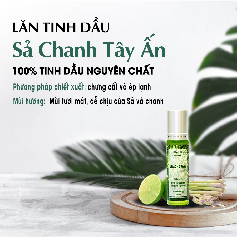 Tinh dầu AROMA sả chanh Lemongrass chai lăn 10ml