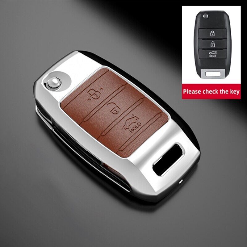 Vỏ bọc chìa khóa điều khiển từ xa bằng da hợp kim cho Kia Rio Soluto Sportage Ceed Picanto Sorento Seltos Cerato Forte Optimaers Stonic