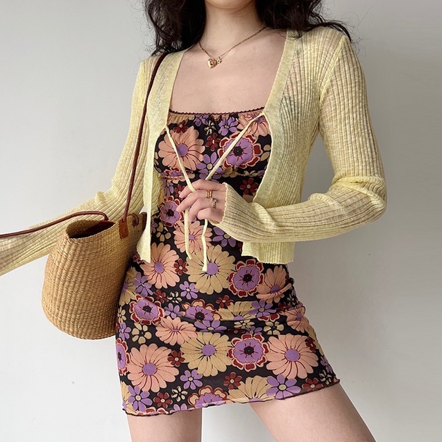 Áo khoác cardigan ZHELIHANGFEI dệt kim chống nắng cột dây phong cách Âu Mỹ