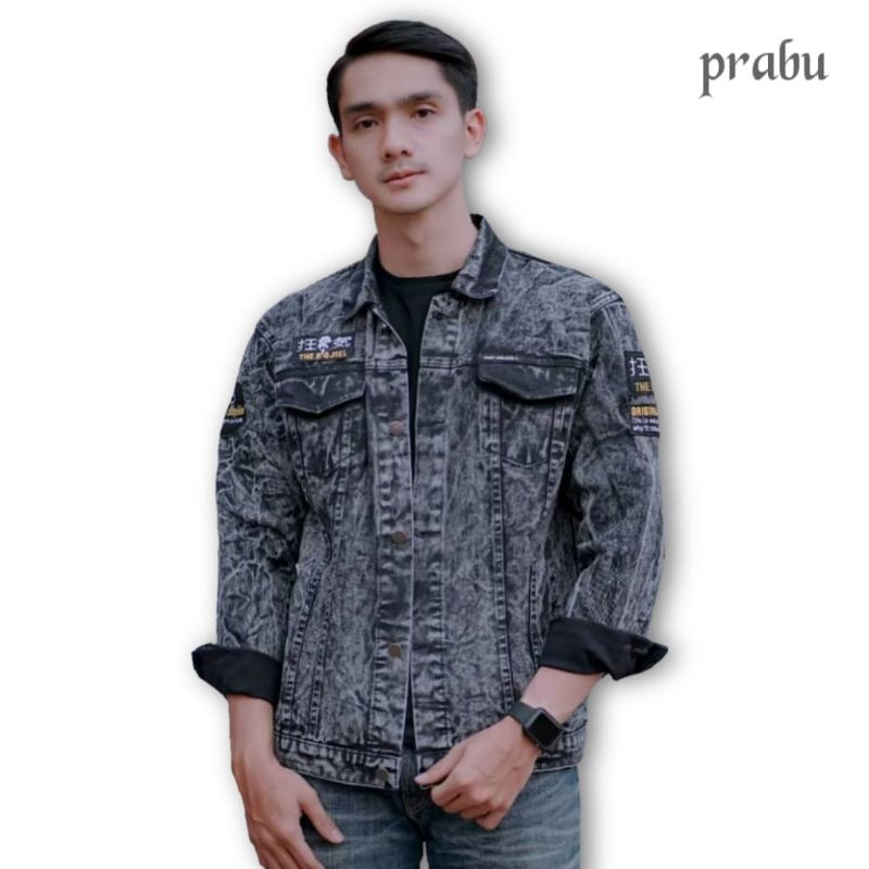 LEVIS (maviajeans) Áo Khoác Jean Thêu Chữ Distro the bojiel Chính Hãng Jumbo XL - XXL Rách Dilan Torn Cá Tính Dành Cho Thanh Thiếu Niên / Người Lớn Áo Thun Nam Màu Xám Nâu Sinh Học Xẻ Rách Nhập Khẩu Mát Mẻ Cho Thanh Thiếu Niên Màu Xám Nâu Sinh Học