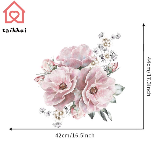 Sticker Dán Tường Họa Tiết Hình Bông Hoa Mẫu Đơn Dùng Trong Trang Trí Phòng Khách, Phòng Ngủ