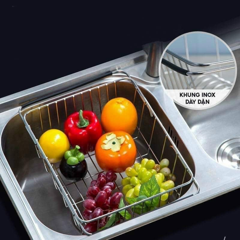 Rổ inox rút gọn, đa năng tiện dụng