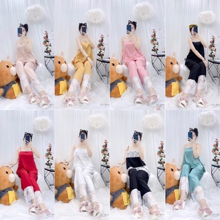 Đồ ngủ nữ lụa latin phối dây ren