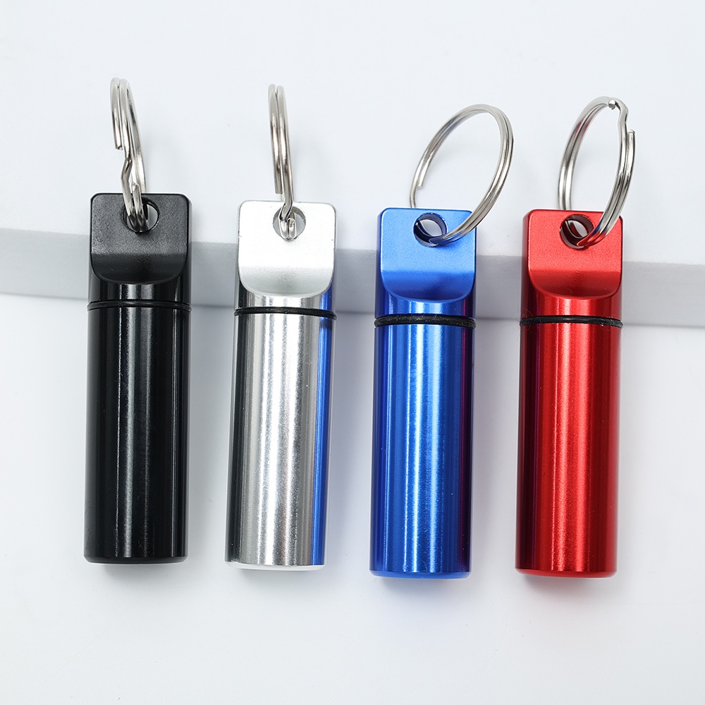 Hộp đựng thuốc mini bằng hợp kim nhôm chống nước kèm móc khóa thời trang
