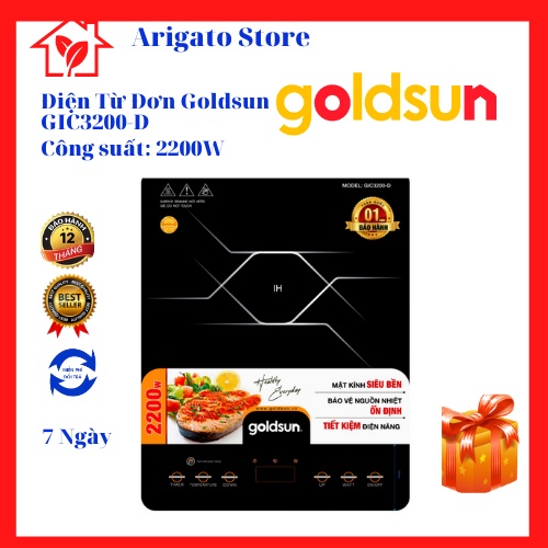 Bếp Điện Từ Đơn Goldsun GIC3200-D ( Tặng kèm nồi lẩu inox ), bảo hành 12 tháng lỗi đổi mới 7 ngày