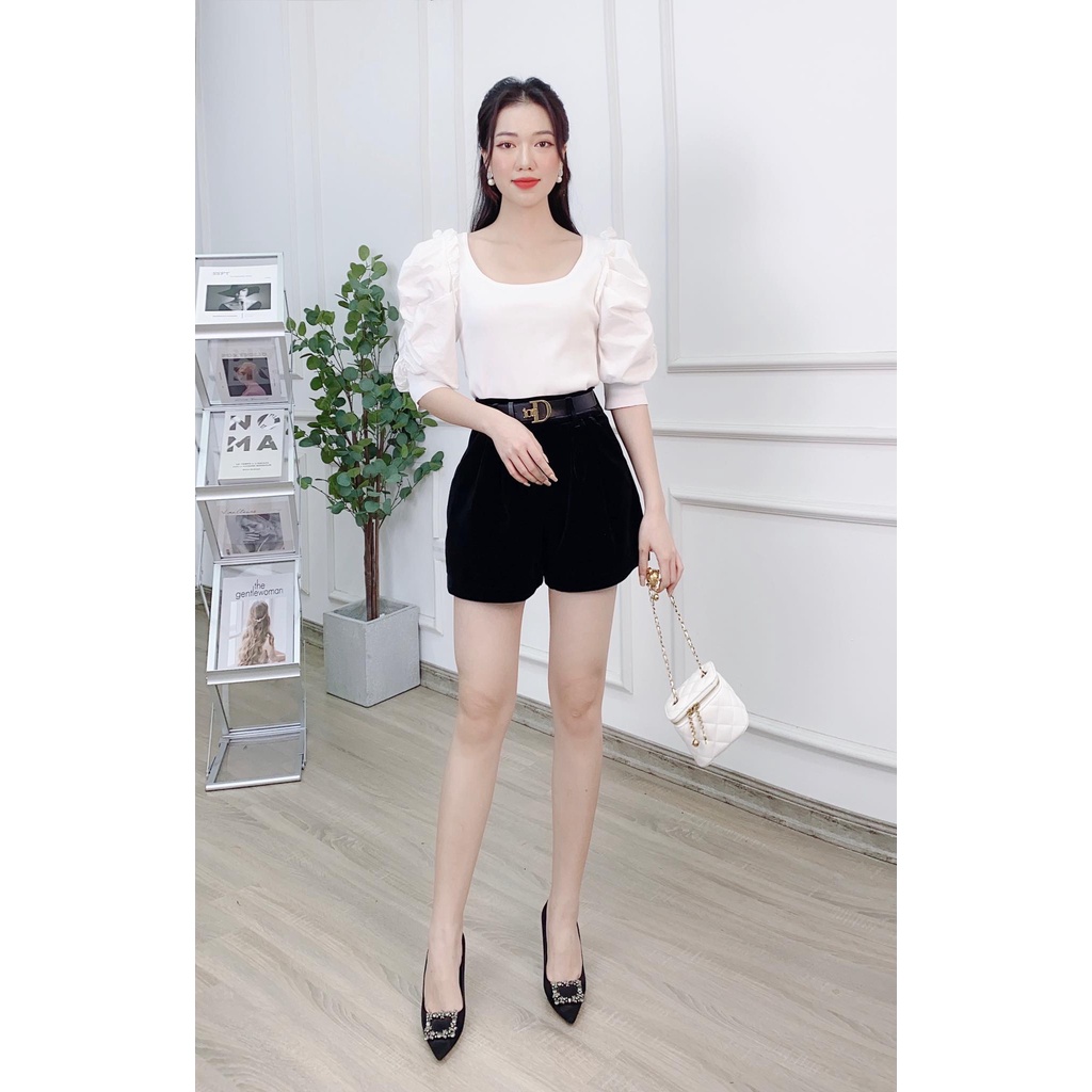 Áo mongtoghi trơn Odelia cổ vuông, bay bồng, freesize - A4960