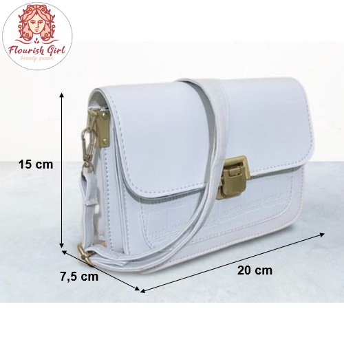 Túi xách nữ vuông đeo chéo da dập vân phong cách basic Hàn Quốc, Túi xách da trơn đơn giản Size 18 - FREESHIP