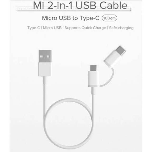 Dây Cáp Sạc Nhanh Xiaomi 2 Trong 1 Type-C Và Micro Usb) Qc 3.0 2.0 6 Tháng