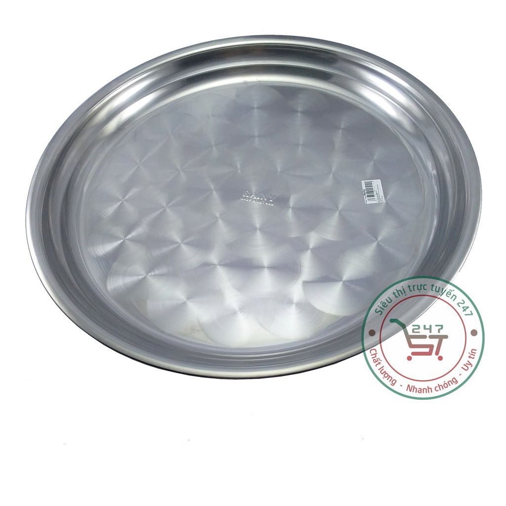 Mâm inox kích thước 50cm dùng làm mâm ăn cơm hàng ngày trong gia đình tiện lợi