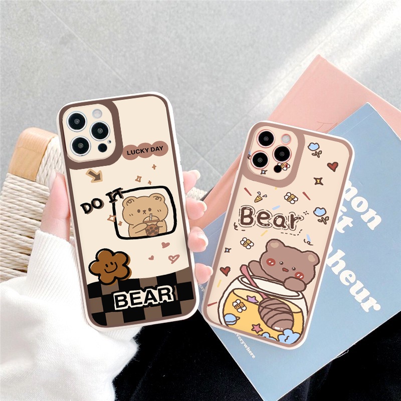 Ốp lưng iphone Chú gấu nhỏ  cạnh vuông chống sốc cho iphone 7plus 8plus x xsmax 11pro max 12pro 12promax13promax tr1108