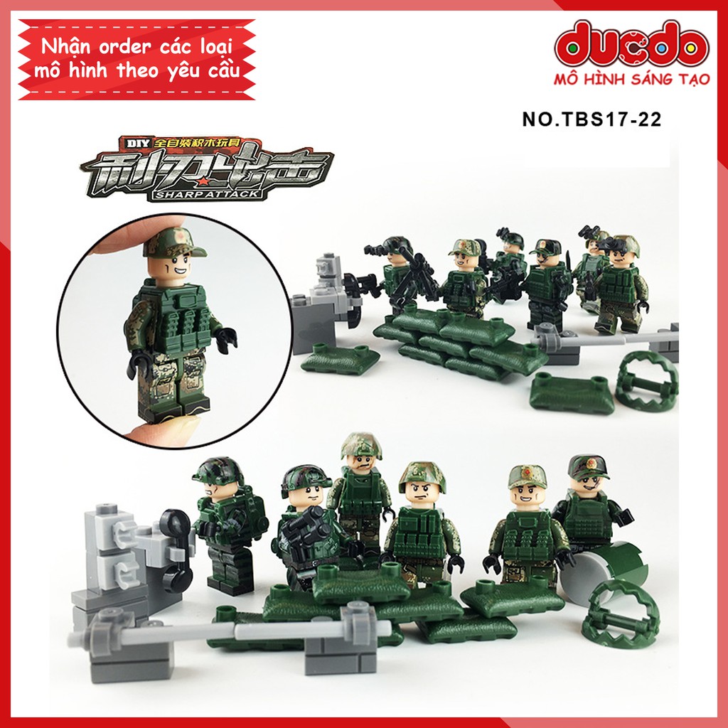 Biệt đội 6 lính đặc nhiệm trang bị tối tân nhất - Đồ chơi Lắp ghép Mini Minifigures Army SWAT TBS 17-22 Mô hình