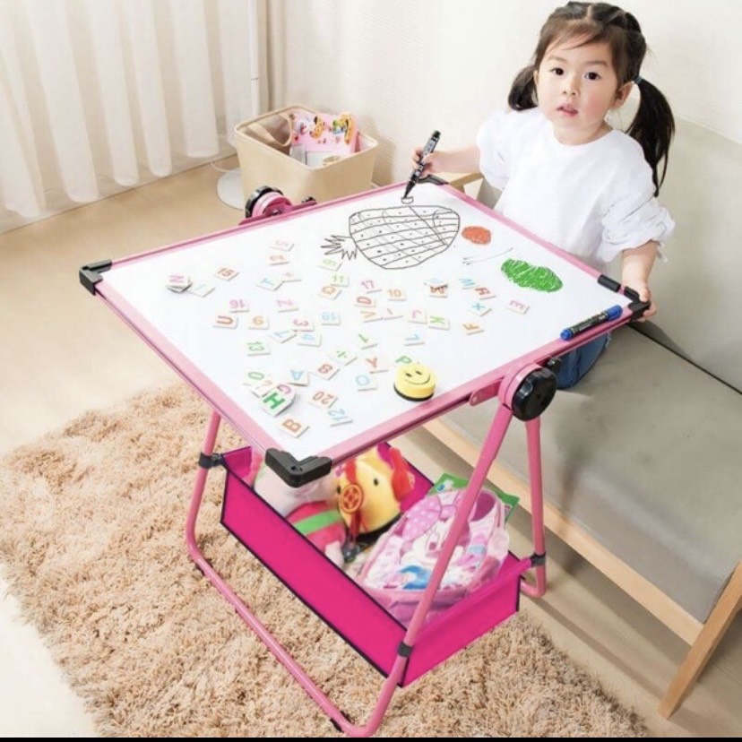 Bảng Vẽ Cho Trẻ Em Hai Mặt Có Từ Tính, xoá dễ dàng, không bám bụi - BẢNG HỌC CHÂN KHUNG SẮT 58X74CM
