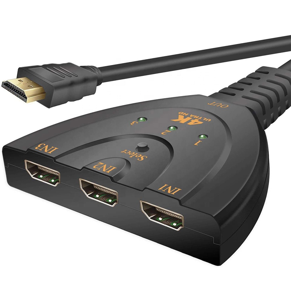 Bộ Chia Cổng Hdmi 3 Trong 1 Với Cáp Đuôi Heo Hỗ Trợ 4K 2K 1080P Video Audio Outpu Cho PC TV