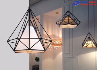 Đèn thả trần Vinatage khung sắt kim cương