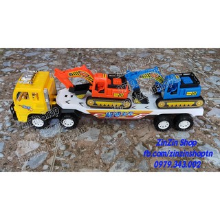 ĐỒ CHƠI XE CONTAINER CHỞ XE XÚC ( SỐ 1 )