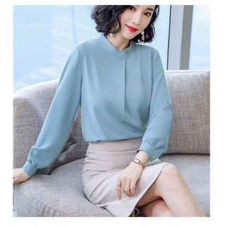 Áo sơ mi công sở ❣️FREESHIP❣️ÁO CỔ TRỤ XẾP LY - Hàng thiết kế chuẩn [ao nu dep]
