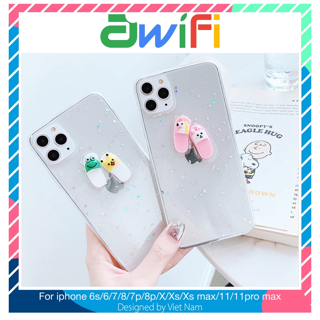 Ốp iphone - Ốp lưng 3d Đôi dép ( hình nổi ) 6/6s/6plus/6s plus/7/8/7plus/8plus/x/xs/xs max/11/11pro max -Awifi Case P3-3