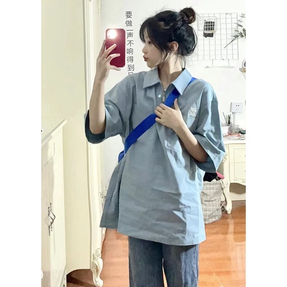 Áo polo Tay Ngắn Dáng Rộng Thời Trang Mùa Hè Theo Phong Cách Hàn Quốc Cho Nữ