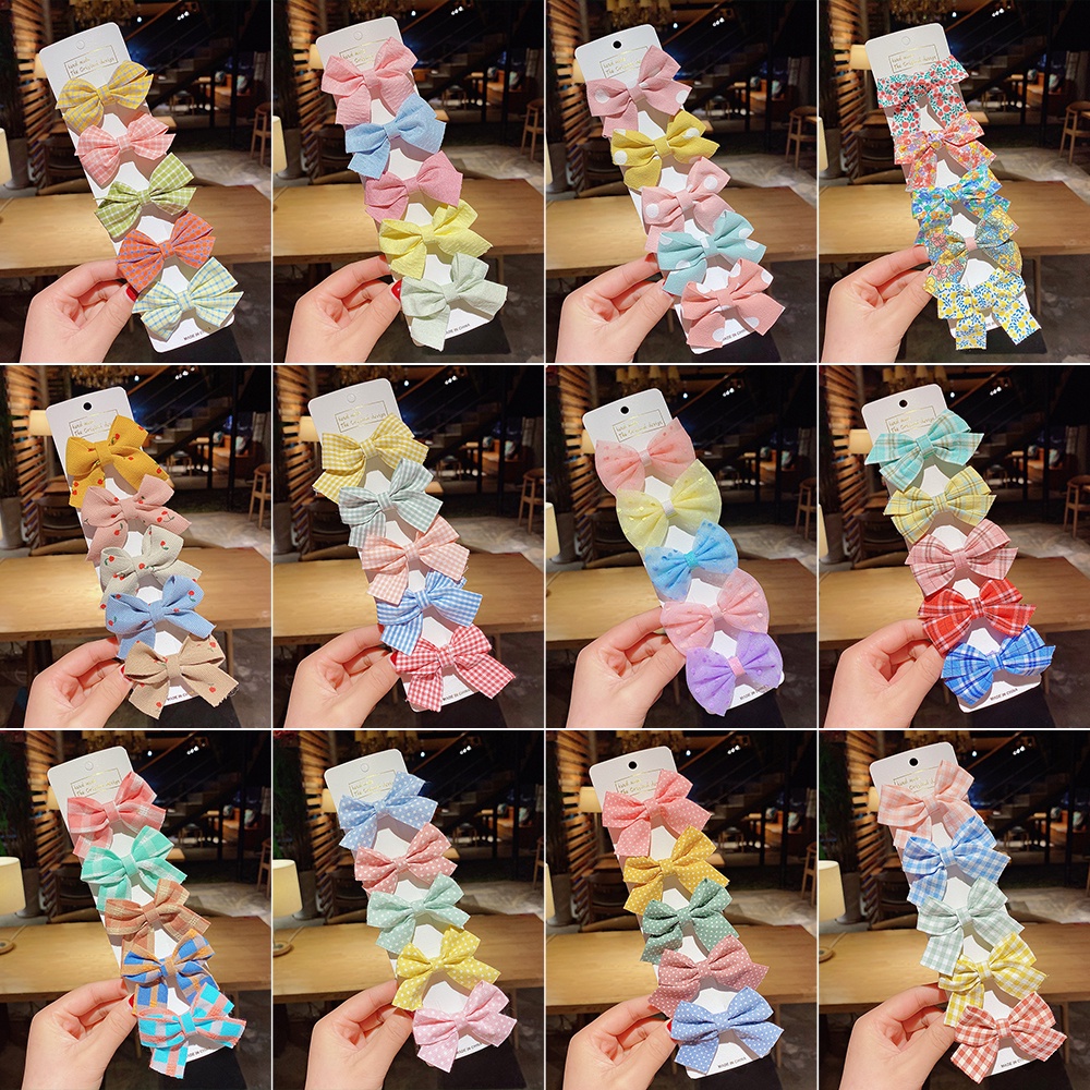 Set 5 kẹp tóc nơ bé gái KIDSBOWS in họa tiết màu sắc ngọt ngào đáng yêu